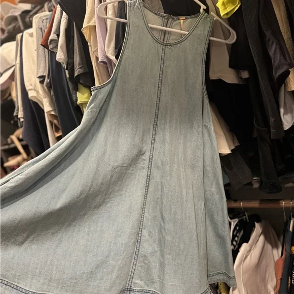 Susie Denim Mini Dress by Free People in Light Wash, Size: M